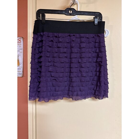 Express Purple Ruffle Mini Skirt Size 1 Polyester & Spandex - Picture 3 of 5